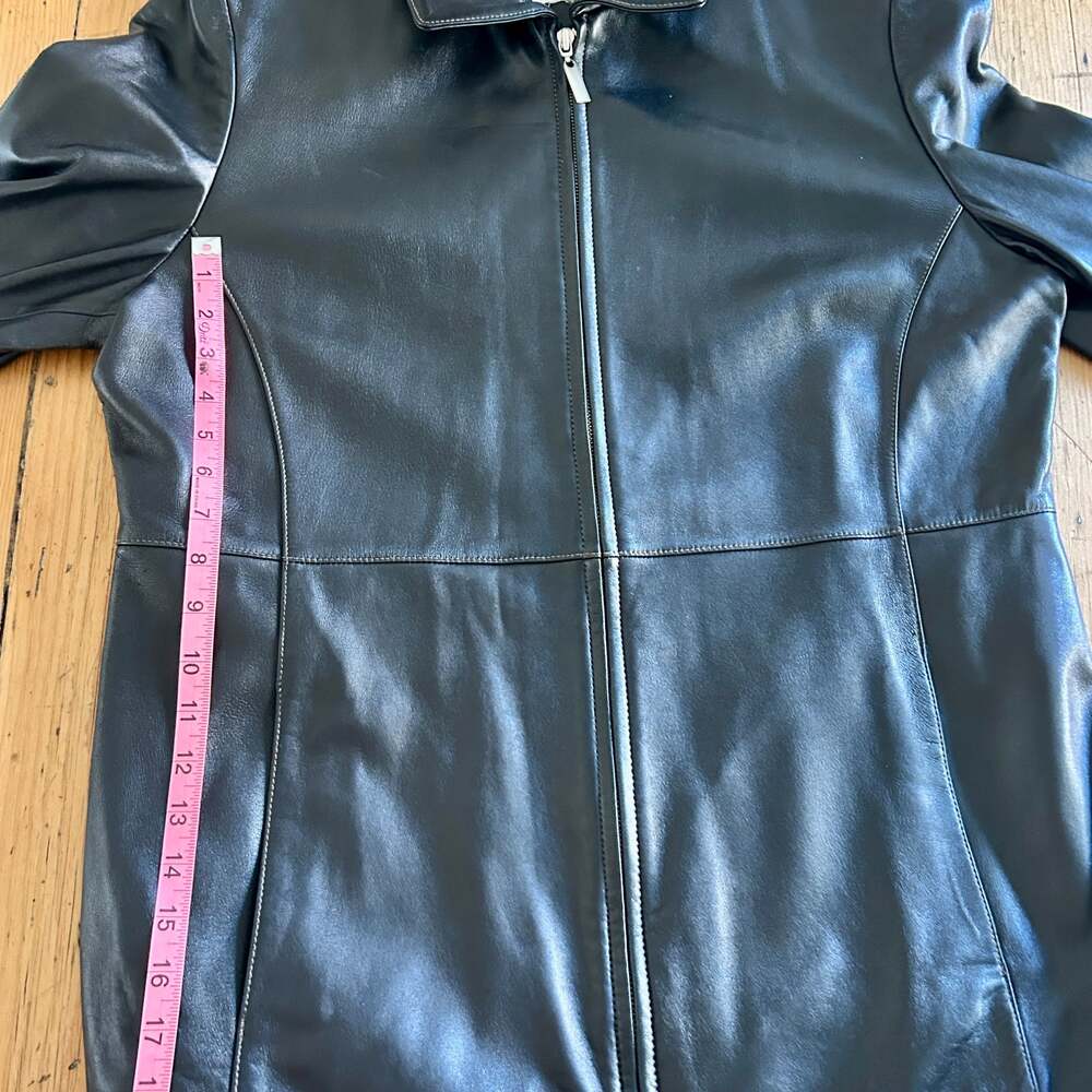 Ellen Tracy Black Leather Zip Jacket - Picture 5 of 7